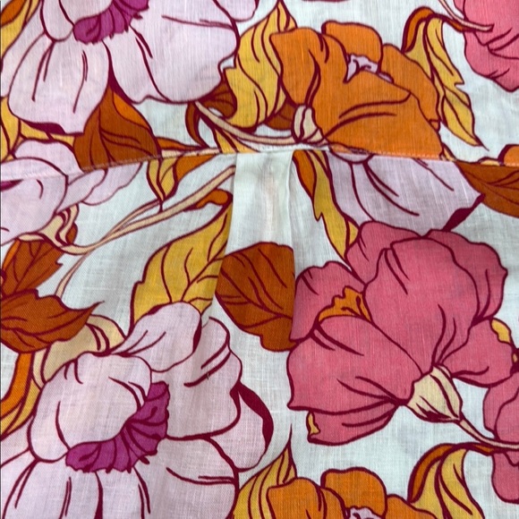 RACHEL ROY Size XS Floral Blouse Pink, Orange, White | 100% Linen | Shirt Collar - Picture 12 of 12